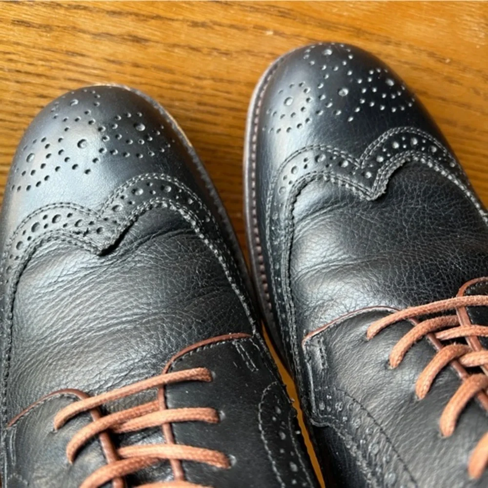 Johnston‎ & Murphy J&M 1850 Men's Black Leather Wingtip Oxfords 10M